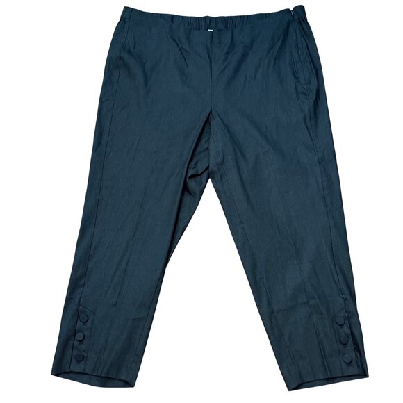 J.Jill Linen Stretch Pants Womens 2x Black Tapered Capri Pull On Beachy Resort - Picture 1 of 11